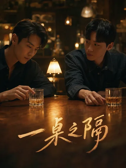 两位男主角隔桌对坐的都市情感短剧海报