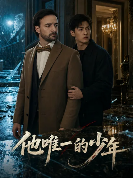 雨夜废墟场景中两位男主并肩而立的短剧海报